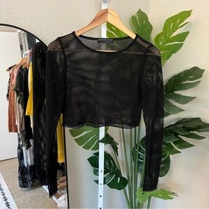 Urban Outfitters Black Mesh Long Sleeve Top